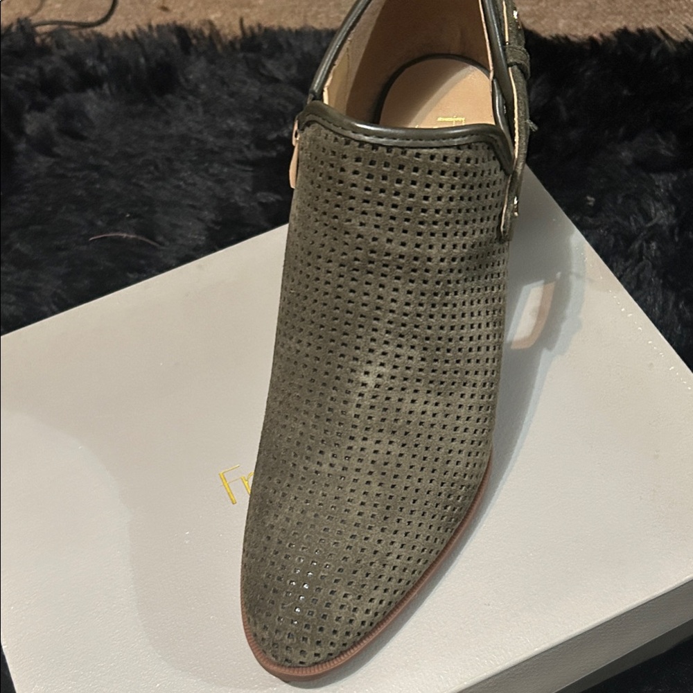 Franco Sarto Green Ankle Boots with Woven Texture